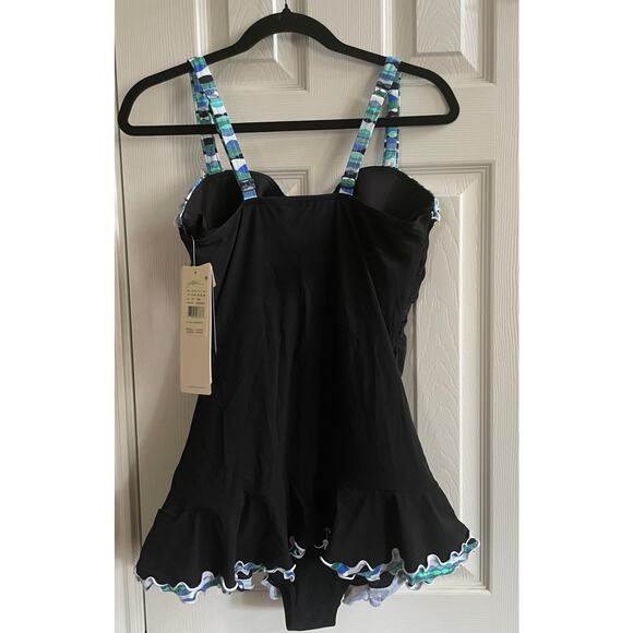 Profile By Gottex Bachata D Cup V Neck One Piece Swimdress Black Size - 14D - Picture 2 of 7
